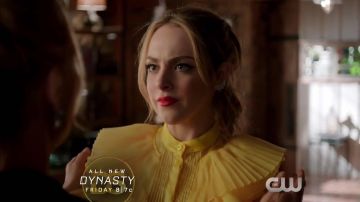 The blouse yellow Givenchy Fallon Carrington (Elizabeth Gillies) in Dynasty S01E17