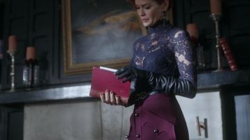 The burgundy high waisted skirt worn by Penelope Blossom (Nathalie Boltt) in Riverdale S02E17