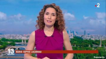 Le Debardeur en lana y seda púrpura por Marie-Sophie Lacarrau en Le journal de 13H de France 2 de 03/04/2018