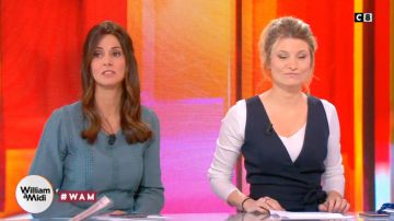 La robe à bandes de dentelle ajourées de Caroline Munoz dans William à midi du 30/03/2018