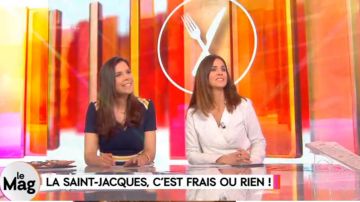 La robe à détails rayés épaules et ceinture de Raphaële Marchal dans William à midi du 05/04/2018