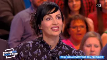 La tapa con volantes impresos pájaros de Géraldine Maillet en #TPMP Touche pas à mon poste del 09/04/2018