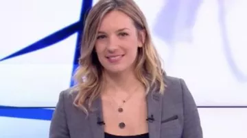 La chaqueta The Kooples de Clémentine Sarlat en todo el deporte en France 3 el 8.04.18