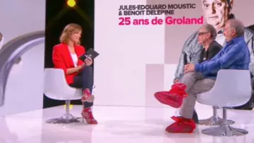 Les sandales à talons oranges de Isabelle Ithurburu dans Le tube du 14/04/2018
