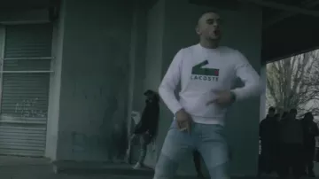 The sweatshirt white Lacoste of Sofiane worn in his video clip Under control (2018)