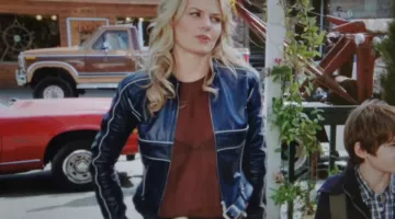 Chaqueta de cuero azul marino de Emma Swan (Jennifer Morrison) en Once Upon a Time