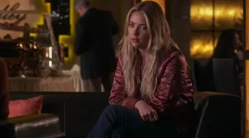 The bomber pink satin Hanna Marin (Ashley Benson) on Pretty Little Liars S07E08