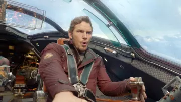 Red Leather Jacket worn by Star Lord / Peter Quill (Crhis Pratt) as seen in Guardians of The Galaxy Vol. 2