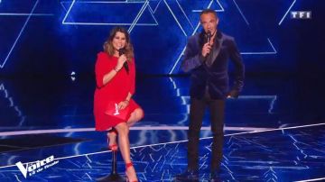 The red dress Claudie Pierlot Karine Ferri in #TheVoice of the 29/04/2018
