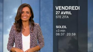 La chaqueta estampada liberty de Laurence Roustandjee en La météo M6 del 26/04/2018