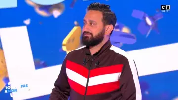 La chaqueta negra rayas rojas y blancas de Cyril Hanouna en #TPMP Touche pas à mon poste del 30/04/2018
