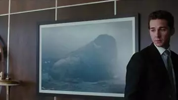 Fotografía de búfalo sin título de Simen Johan # 153 en la oficina de Louis Zabel (Frank Langella) en Wall Street: El dinero nunca duerme