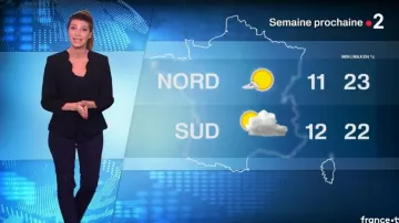 Jacket blazer black with edges scalloped Chloe Nabédian in The weather of France 2 of the 02/05/2018