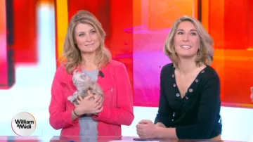 Le T-shirt noir encolure à œillets de Caroline Delage dans William à midi du 27/04/2018