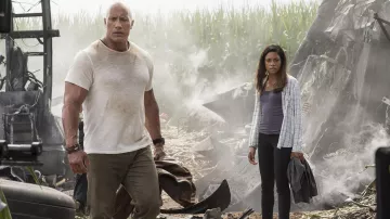 The brown pants of Davis Okoye (Dwayne Johnson) in Rampage