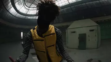 Yellow jacket without sleeve Scarlxrd in the clip Angels Sleep at FXUR/AM