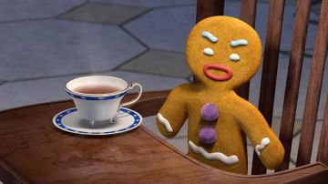 El pequeño disfraz de galleta, el hombrecito de pan de jengibre en la película animada Shrek
