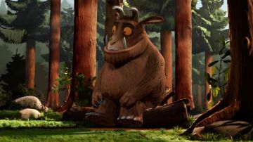 The costume Gruffalo in the animated cartoon The little Gruffalo