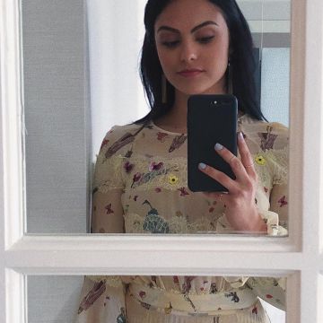 The floral dress worn by Camila Mendes at the CW television network upfront