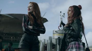 BCBG­MAXAZ­RIA Na­than Double-La­pel Ja­cket worn by Cheryl Blossom (Madelaine Petsch) as seen in Riverdale S02E22