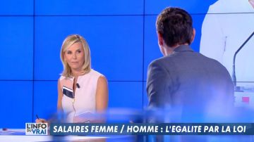 La robe chevron de Laurence Ferrari dans L'info du vrai du 10/05/2018