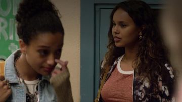 Pink Semi-Fitted Ringer Tee worn by Jessica Devis (Alisha Boe) seen in  13 reasons why S2E2