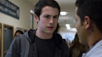 John Var­va­tos Star USA Hoo­ded Jean Grey Ja­cket worn by Clay Jensen (Dylan Minnette) as seen in 13 Reasons Why S02E01