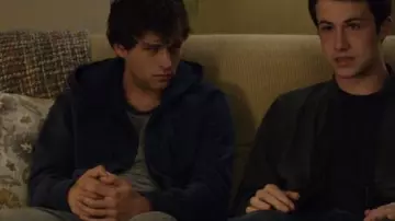 Fila Vintage Ringer T Shirt With Small Logo In Gray worn by Justin Foley (Brandon Flynn) seen in 13 reasons why S02E06