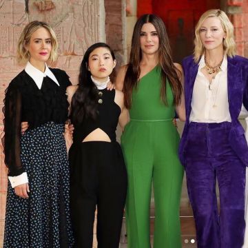 The combination worn by Sandra Bullock at the premiere of Ocean's 8 in NY in May 2018