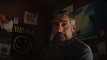 Nirvana Smiley Poster in the bedroom of Nic Sheff (Timothee Chalamet) as seen in Beautiful Boy