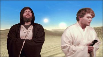 Le déguisement Jedi dans la vidéo YouTube Les Nouvelles Aventures d'Aladin - 50/50 (critique) de LinksTheSun