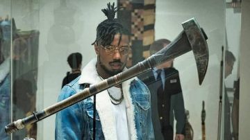 Glasses of view of Erik Killmonger (Michael B. Jordan) in a Black Panther