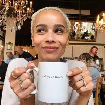 The coffee mug "Call your mother" used by Zoe Isabella Kravitz on her Instagram