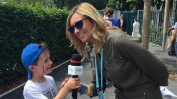 The combination of khaki 123 Clémentine Sarlat at Roland Garros, the 2.06.18