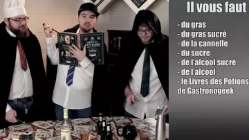 The book of potions by Gastronogeek in the youtube video It kitchen of the Bièraubeurre of Harry Potter !