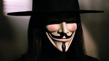 The mask of Guy Fawkes from V (Hugo Weaving) in V for Vendetta