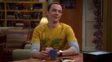 the yellow t-shirt map of the world of Sheldon Cooper in The Big Bang Theory