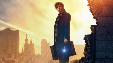 The scarf in the colours of Hufflepuff Norbert Dragon in the Fantastic Animals