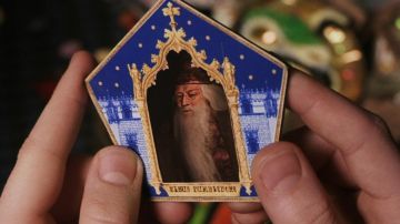 Las cartas chocogrenouille de Harry Potter (Daniel Radcliffe) en Harry Potter en la Escuela de Hechiceros