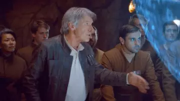 Brown Leather Jacket worn by Han Solo (Harrison Ford) as seen in Star Wars : The Force Awakens