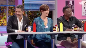 The little blue top with polka dots of Virginie Hocq in the issuance 3615 Arthur and Jarry on June 2, 2018