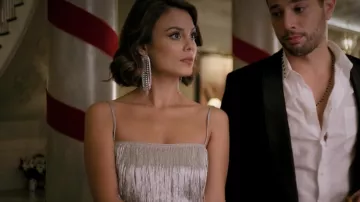 Cristal Flores Carrington (Nathalie Kelley) Wick metallic fringed camisole in Dynasty S01E09