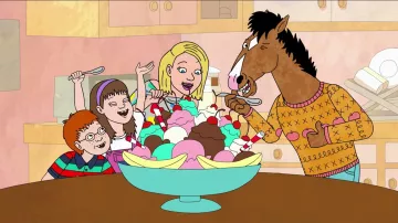 El suéter amarillo estampado usado por Bojack Horseman en Horsin' Around (BoJack Horseman)