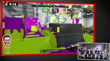 Le jeu vidéo Splatoon dans la vidéo commune "La guerre de peinture à 4 !" de Squeezie et Cyprien (Bigorneaux & Coquillages)