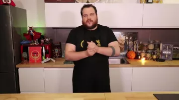 The replica Amiibo of Link and his wolf Gastronogeek (Thibaud Villanova) in his video "recipe Wakfu - The blanquette of Alibert"