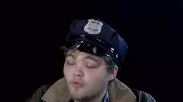 Police cap worn in the video linksthesun Interview of the characters - the string LinksTheSun