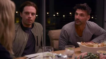 The bomber khaki worn by Sebastian Stan in Chelsea S01E03