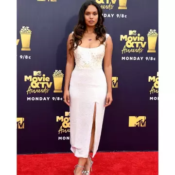 Osaka Tie Stilettos worn by Alisha Boe on the red carpet of the MTV Movie and TV Awards 2018