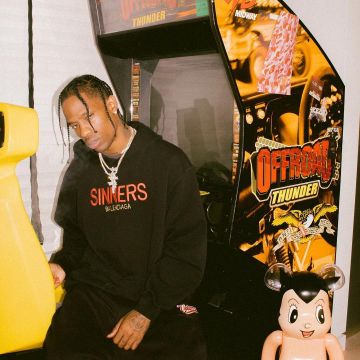 Sweatshirt hoody black "Sinners" Balenciaga worn by Travis Scott on his account Instagram