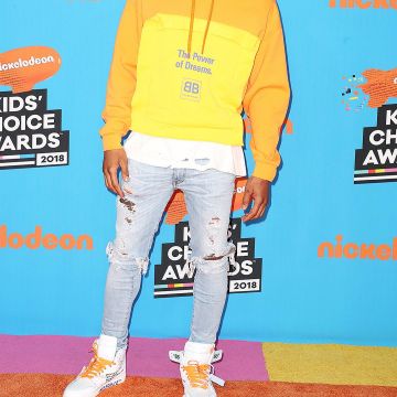 The pair of Nike Jordan 1 x Off-White OBJ-aka Odell Bekham Jr at Kids Choice Awards 2018